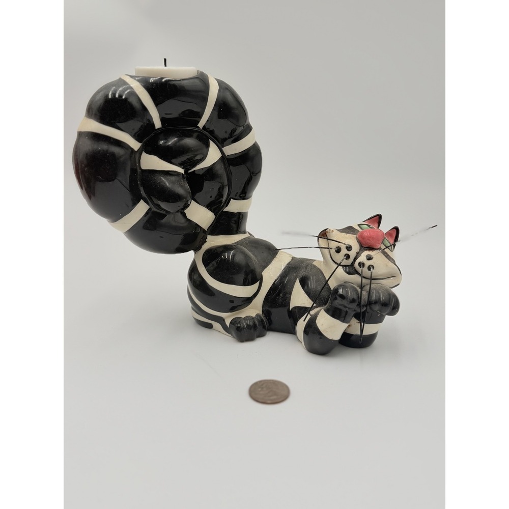 Lynda Corneille SWAK Clancy Cat Figurine Candle Holder Striped Ceramic Cat